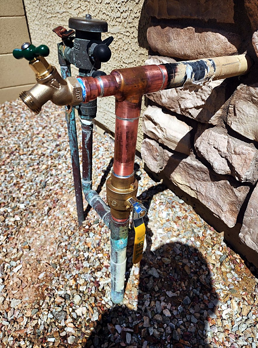 Outdoor copper repair by Alpha-Plumbing Services in Goodyear AZ