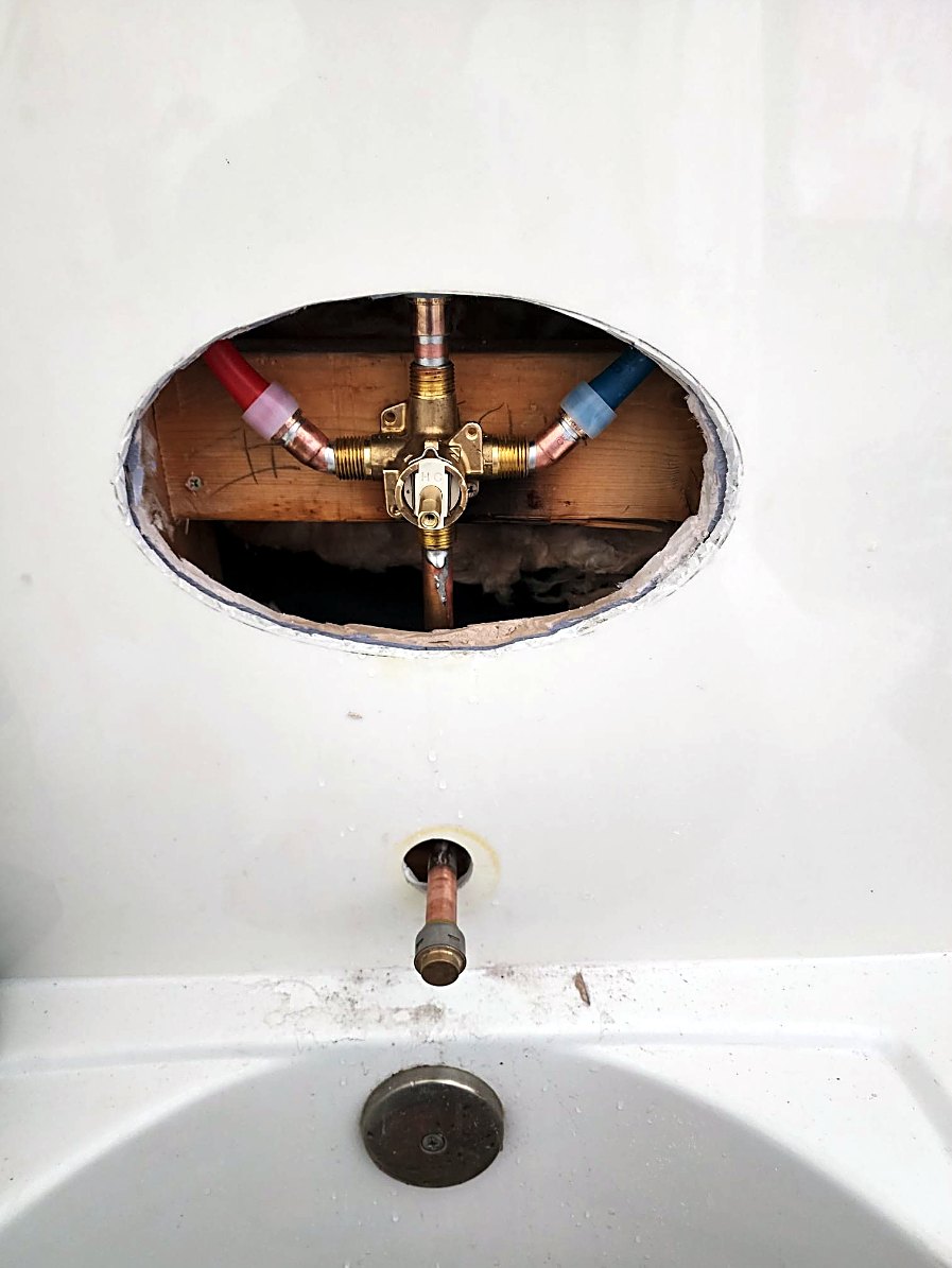 New shower valve rough-in by Alpha-Plumbing Services in Goodyear AZ