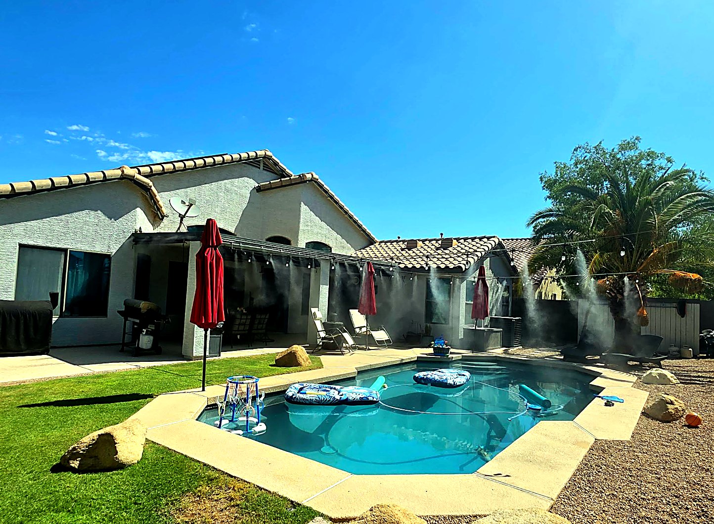 Patio misting system, built for Arizona summers by Alpha-Plumbing Services in Goodyear AZ