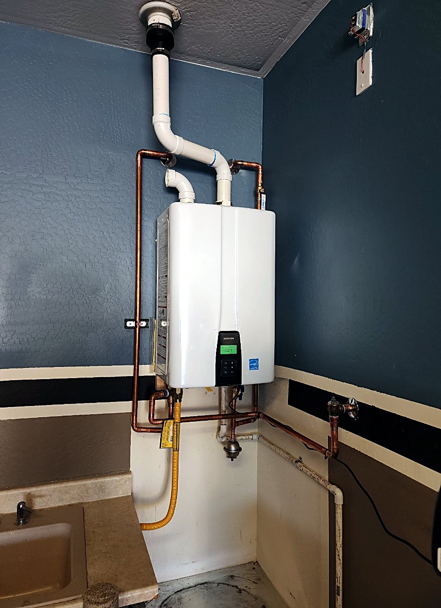 Tankless install, endless hot water by Alpha-Plumbing Services in Goodyear AZ